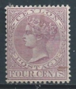 Ceylon #88 Mint No Gum 4c Queen Victoria - Lilac Rose