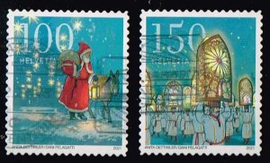 Switzerland 2021,Sc.#1836-7 used Christmas: Saint Nicholas, Iffelen Carriers