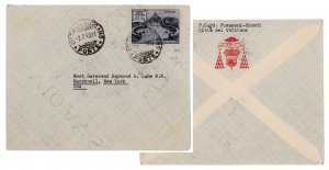 VATICAN CITY 1947 # 107-108 Pope Pius XII Surcharge Overprint Stamps Cover