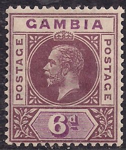 Gambia 1921 - 22 KGV 6d Dull & Bright Purple MM SG 114 ( E590 )