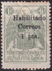 Spanish Guinea 1940 Sc 294 MLH* large crease toned perfs