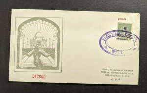 1951 Cochin Royal Indian Navy Cover Bombay to Milwaukee WI USA