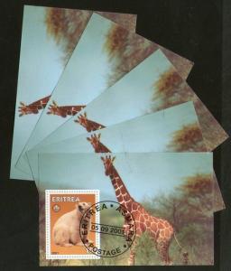 Eritrea 2001 Giraffe Bear Wild Life Animals Mammal Fauna M/s Cancelled x 5 # ...