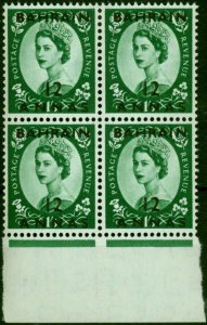 Bahrain 1956 12a on 1s3d Green SG100 V.F MNH Block of 4