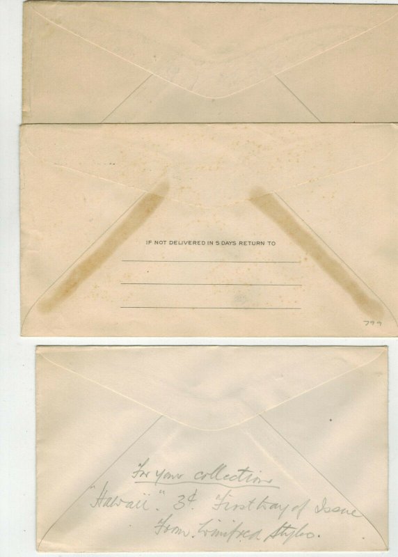 1937 HAWAII KAMEHAMEA 799 SET OF 3 FDCs Singles/Pairs