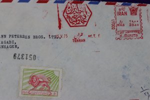 Iran registered cover 1975 Denmark Metered Postage Middle East Bank sc#RA6