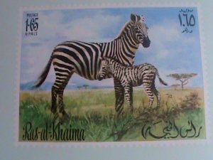 ​RAS AL KHAIMA- ENDANGER ANIMALS-ZEBRA-MNH IMPERF- S/S VERY FINE VERY LIMITED