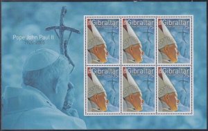 GIBRALTAR Sc # 1025.1 CPL MNH SHEETLET of 6 of POPE JOHN PAUL II