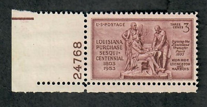 1020 Louisiana Purchase F-VF MNH plate number single PNS