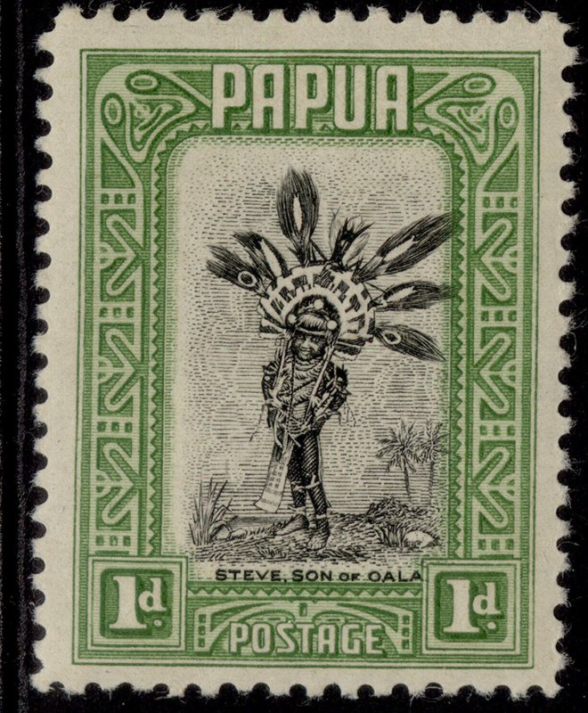 AUSTRALIA - Papua GV SG131, 1d black & green, LH MINT. 