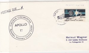 United States 1972 Postage Due Mark Apollo 17 Control Center Stamp Cover rf22792