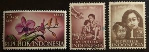 Indonesia Scott#B108, B113-114 Used/Unused Lot of 3 F/VF to XF H Cat. $1.00