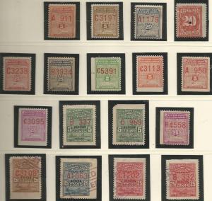 U.S. Revenue Western Telegraph Stamps - Used Set of 16