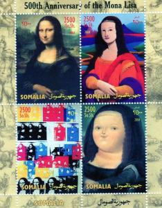 Somalia 2004 MONA LISA Anniversary Sheet (4) Perforated Mint (NH)