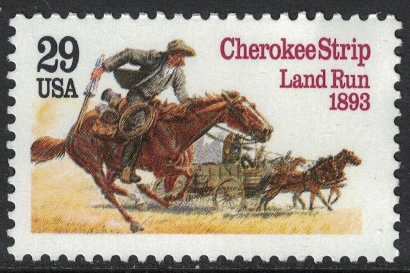 Scott 2754- Cherokee Strip Land Run, Settlers- MNH 29c 1993- mint unused stamp