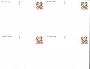 UX300 Mint,OG,NH... Sheet of 4 Love stamp Postcard... SCV $5.00