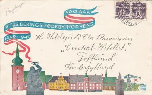 Denmark 1942 Horsens Cancel 500 Years Horsens Illustrated Stamps Cover Ref 45722