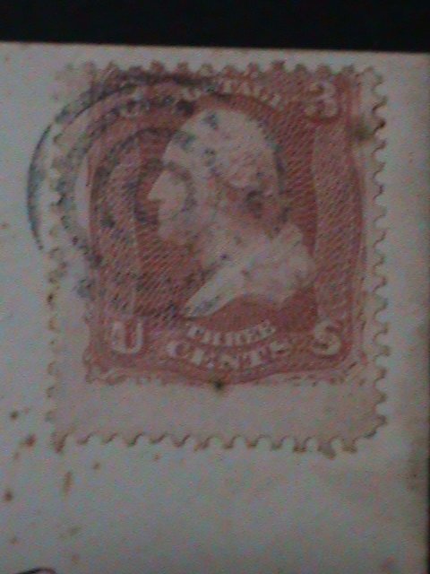 ​UNITED STATES-1861-SC#  64- WASHINGTON COVER-FANCY CANCEL-VF 163-YEARS OLD-