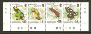 Solomon Islands 1987 Butterflies strip of four mnh sc 606