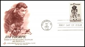 1984 Jim Thorpe Sc 2089 FDC by ArtCraft cachets, Shawnee Oklahoma OK