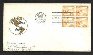 CANAL ZONE # C30 block of 4 25c  FDC 8-16-58 2021 SCV = $17.25