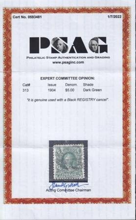 US 313 Bureau and Regular Issues Used F+ PSAG Cert