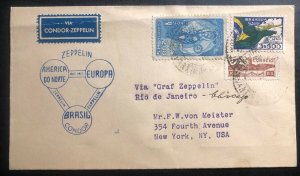 1933 Rio De Janeiro Brazil Graf Zeppelin LZ 127 cover to New York USA Condor