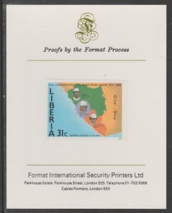 LIBERIA 1984 MANO RIVER UNION  imperf mounted on Format Int Proof Card