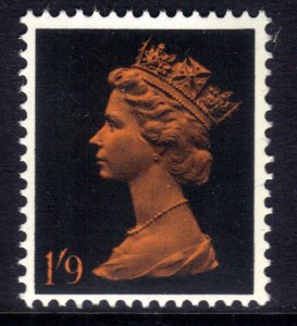 GB 1967 - 70 QE2 1/-9d Orange Black Umm Machin SG 744 ( K354 )