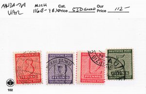 GERMANY DDR  14N3A-7A   USED   VARIETY  MICHELL 116B-119B   550 EURO