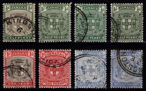 Jamaica 1905-11 Def., Wmk Mult Crown CA, Part Set incl. color var. [Used]