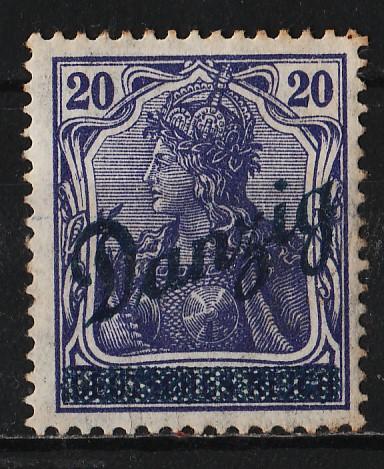 Danzig 1920 Ovp 'Danzig' on 1906/20 German stamps 20pf (1/17) UNUSED