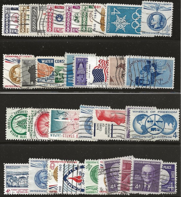 US Scott #1139-1159 & 1161-73, Singles 1960-61 Complete Set FVF Used