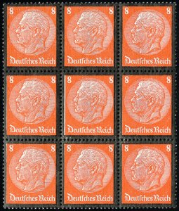 Germany Stamps # 439 MNH+MLH VF Block Of 9 (8 NH 1 LH) Scott Value $180.00