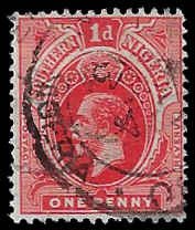 Southern Nigeria #46 Used LH; 1p King George V (1912)