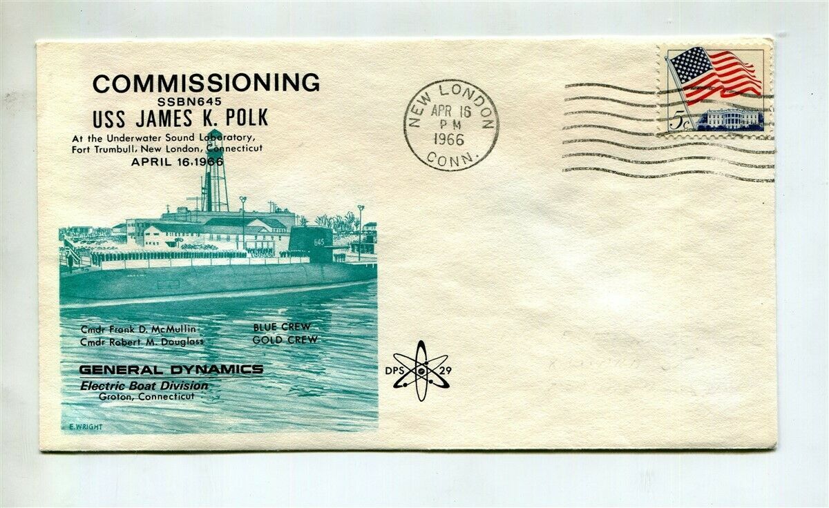 USS JAMES K POLK Submarine SSB(N) 645 US Navy Nuclear Submarine Squad United States, Stamp