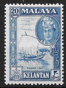 MALAYA KELANTAN SG102 1962 20c BLUE MTD MINT (p)