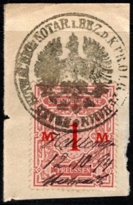 Vintage Germany Revenue Prussia 1 Mark Duty Stamp Used w/Official Cancel