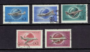 RUSSIA - 1958 SOVIET CIVIL AVIATION - PERFORATE - SCOTT 2147 TO 2151 - USED