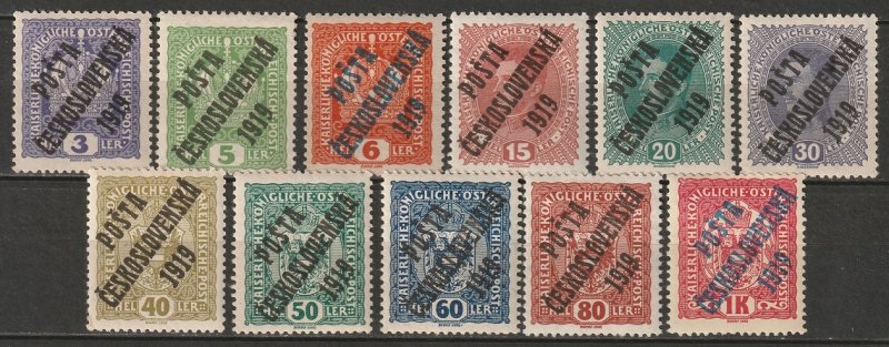 Czechoslovakia 1919 Sc unlisted overprint set MH* on Austrian 1916 issue