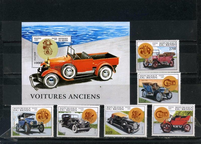 BENIN 1997 Sc#987-993 OLD CARS SET OF 6 STAMPS & S/S MNH