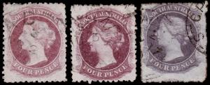 South Australia Scott 68, 68a, 68b (1876, 79) Used  F-VF, CV $32.00 M