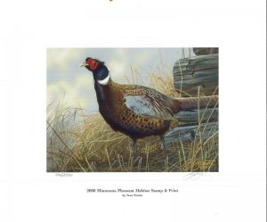 MINNESOTA #18U 2000 STATE PHEASANT  STAMP PRINT Scot Storm