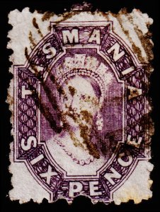 Tasmania Scott 32c (1864) Used G-F, CV $32.50 M