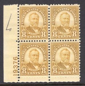 #640 VF MNH OG-8¢ ULYSSES GRANT PLATE BLOCK-LL Position (REM #640-pbD)