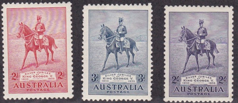 Australia # 152-154, King George V Silver Jubilee, LH, 1/2 Cat.