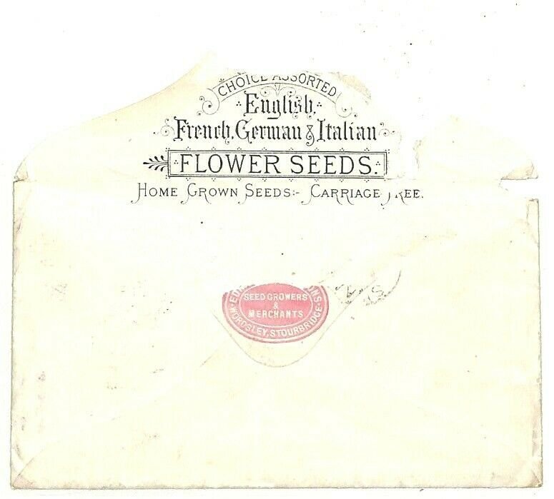 QQ69 1883 GB ADVERT Stourbridge FLOWER SEED Merchant PERFIN {samwells-covers}