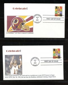 U.S. #4196 (U027) (2) J. Ginsburg FDC, Redskin's winning Super Bowl,