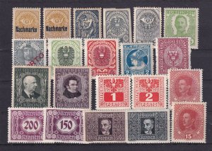 SA21g Austria 1910's - 1920's classic selection of mint and hinged stamps