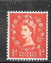 GB #353c  1/2p orange  Queen Elizabeth  (MNH) CV $7.75